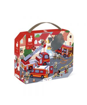 Puzzle Požiarnici v kufríku 24 ks