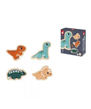 Drevené vkladacie puzzle Dinosaury 4v1